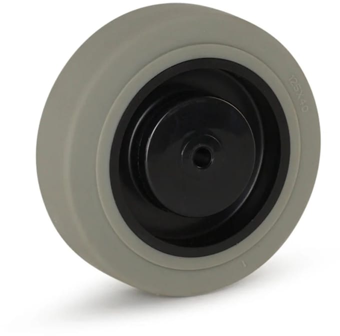 Grijs rubber wiel zwarte behuizing - 125mm - 180kg