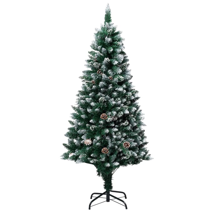 vidaXL - Kunstkerstboom - met - dennenappels - en - witte - sneeuw - 150 - cm