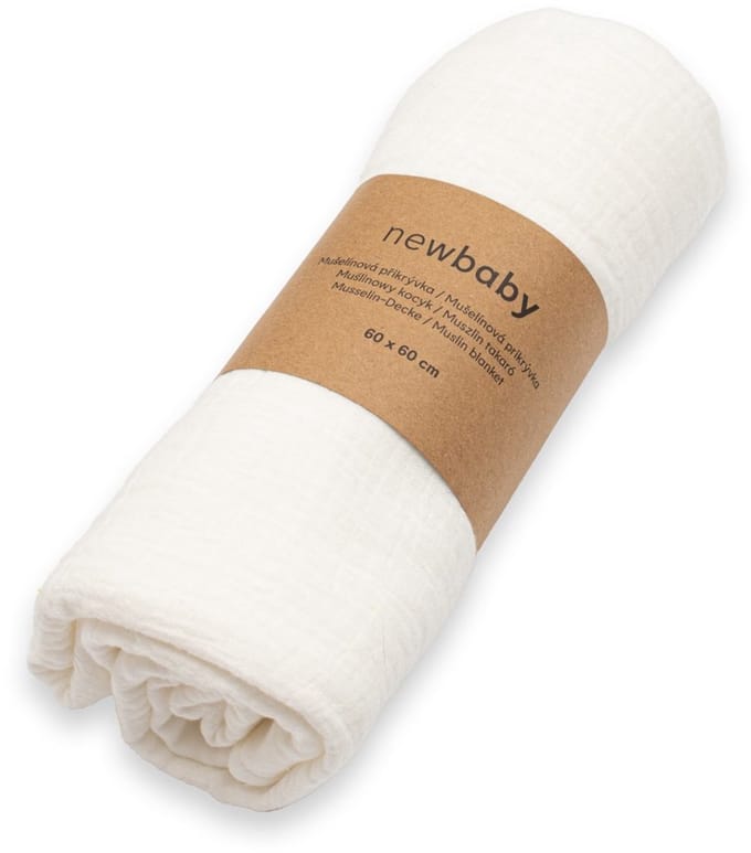 New Baby mousseline deken 60x60 cm wit - Babydeken