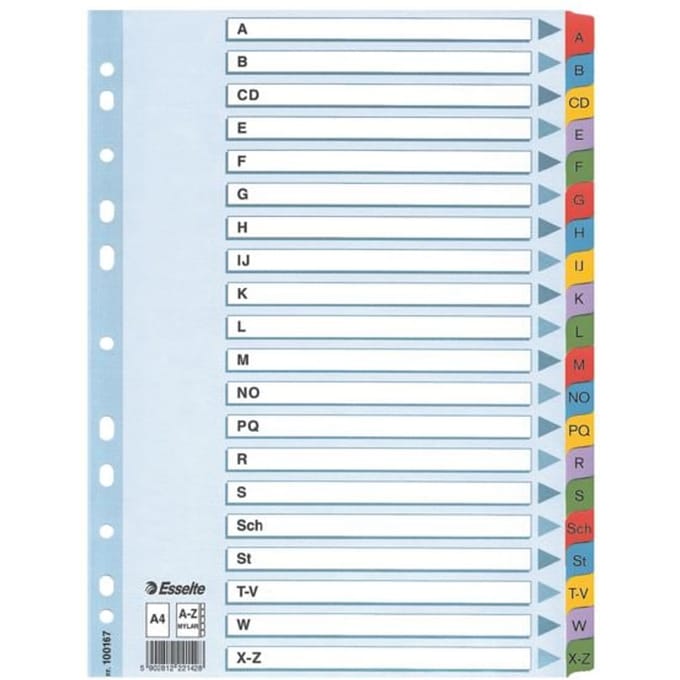 Esselte kartonnen tabbladen Mylar, Letters A-Z