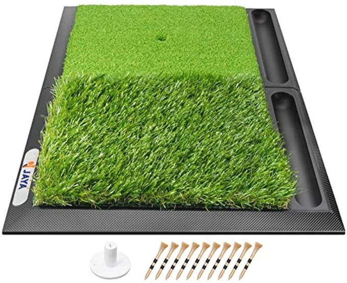 2-in-1 Golf Hitting Mat voor Fairway en Rough met Rubber Basis en Opvouwbaar Ontwerp