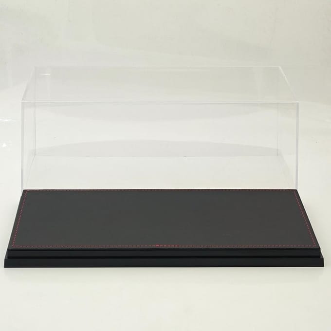 1:18 Acryl Display Case Met Leer/Koolstofvezel Basis Stofdicht Transparante Modelauto Doos Hoge - Kwaliteit Acryl 34Cm white
