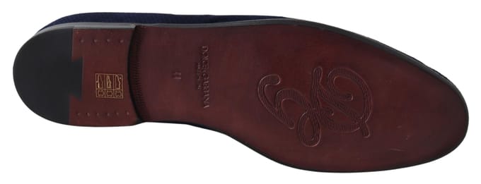 Dolce & Gabbana Blauwe Suède Caiman Loafers Slippers Schoenen