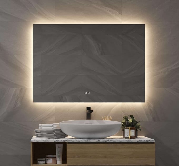 Schaere - Badkamerspiegel - Indirecte Verlichting - Spiegel Verwarming - Instelbare Lichtkleur - Dimfunctie - 90x70 cm