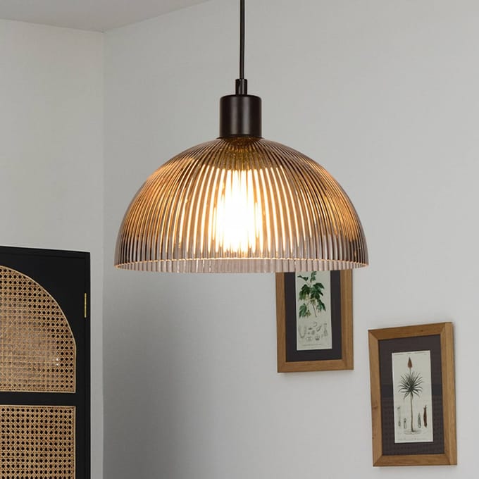 COREP Hanglamp Duomo, rookgrijs/zwart, Ø 25 cm, glas