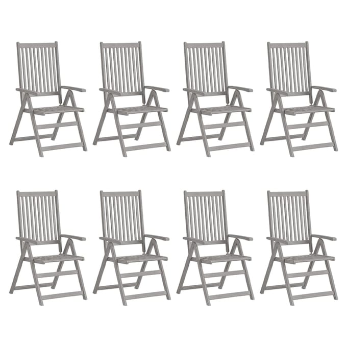 vidaXL - Tuinstoelen - 8 - st - verstelbaar - massief - acaciahout - grijs