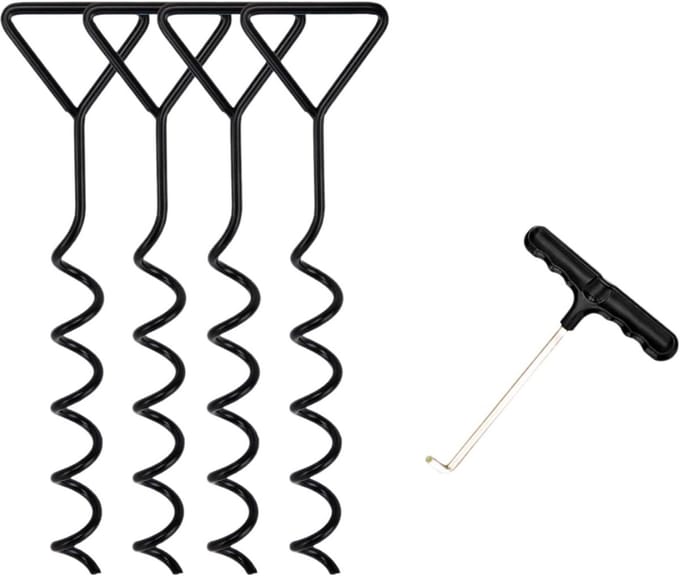Set van 4 Sterke Spiraalgrondankers voor Trampoline en Tent - 40 cm