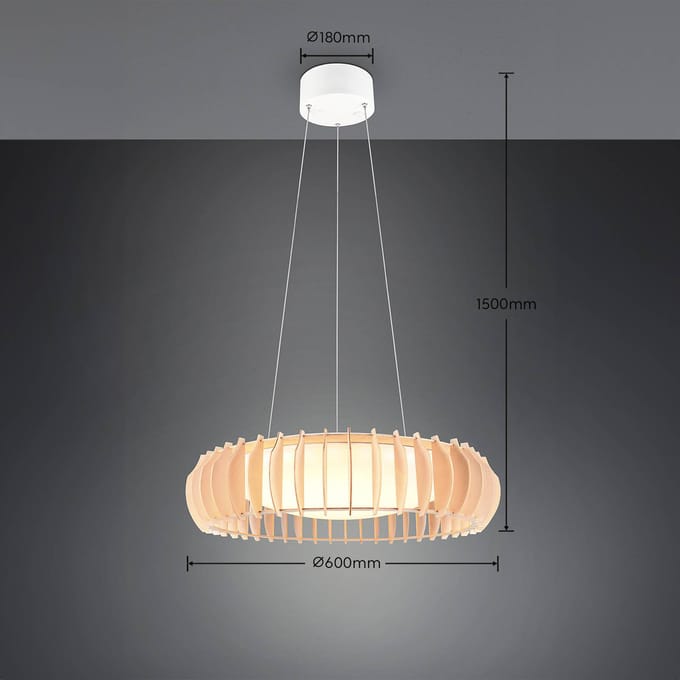 REALITY MONTE - Hanglamp - Wit - incl. 1x SMD 40W - Aanpasbaar in hoogte - Geintergreerde dimmer - Memory functien - Dimbaar