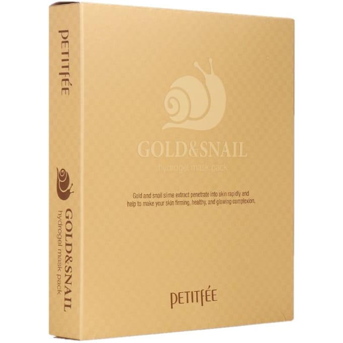 Petitfee, Gold & Snail Hydrogel Beauty Mask Pack, 5 packs, 30g each beige