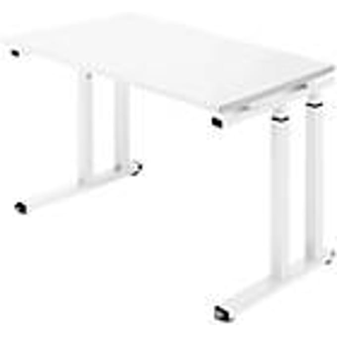 Bureau-opzet, rechthoekig, C-voet, B 1300 x D 650 x H 685-820 mm, wit/wit