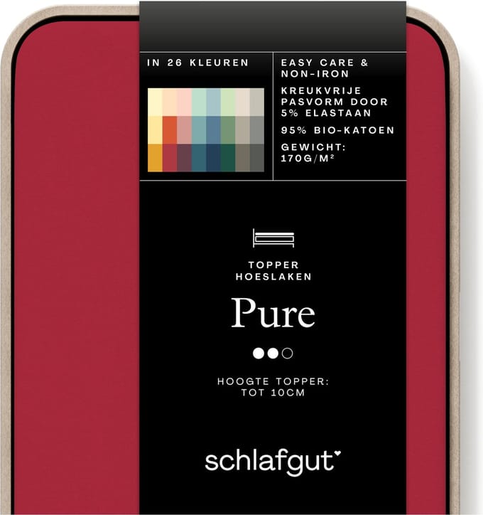 Schlafgut Jersey Pure topper hoeslaken - Tweepersoons - Red Deep