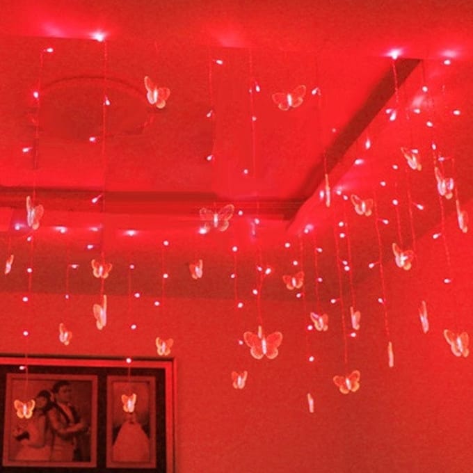Lichtgevend Vlinder Gordijn - 4 Meter - Rood