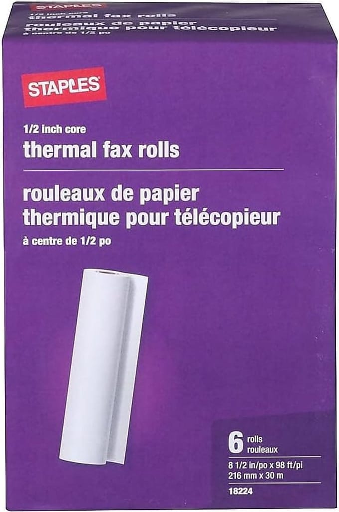 6 Rollen Thermisch Faxpapier Wit - 21,6 cm Breed x 30 Meter - Universeel Geschikt