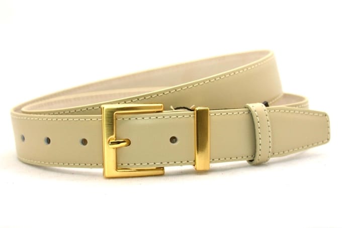 beige dames riem - gouden gesp - 3 cm breed - maat 85 totale lengte 100 cm