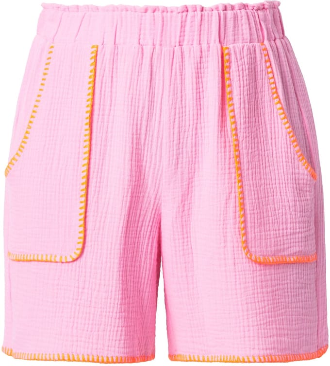 Studio Untold - Dames - Shorts wijde pijpen mousseline gekleurde biezen - Lichtroze - Maat 52