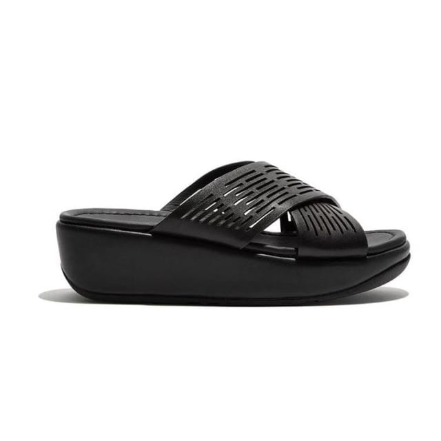 FitFlop Lulu Sleek Cross Slide - Geo Laser ZWART - Maat 42