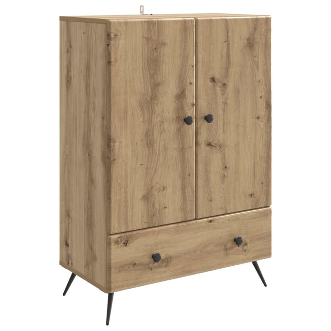 vidaXL - Dressoir - Artisanaal - eiken - 66 - x - 34,5 - x - 95 - cm - Bewerkt - hout