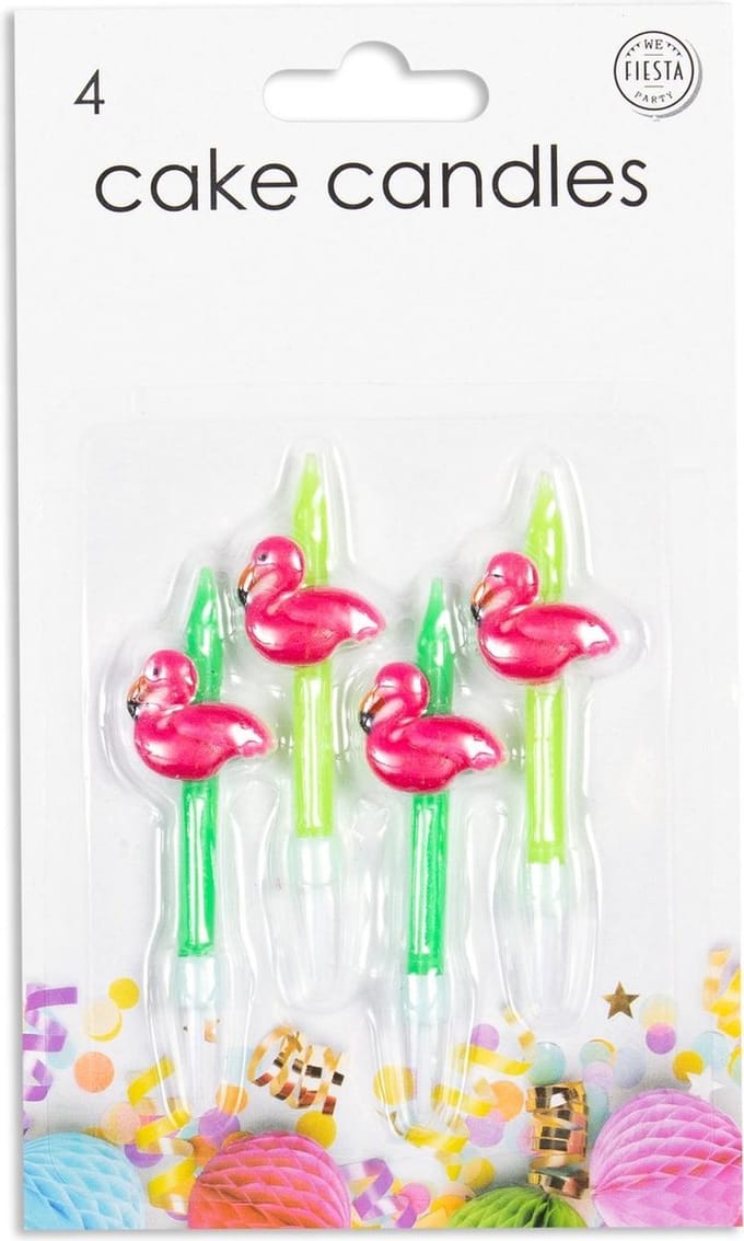 Wefiesta Flamingokaarsjes 5,9 Cm Wax Groen/roze 4 Stuks