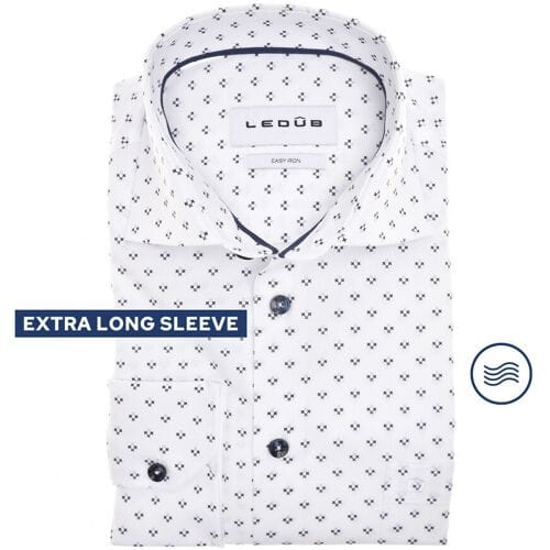 Ledûb Overhemd White Canvas Graphic Shirt Mouwlengte 7 Wit-Blauw / male