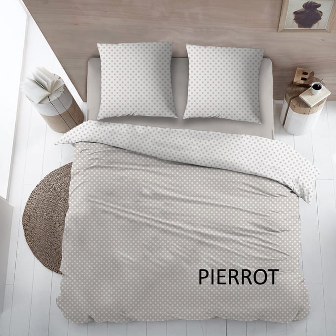 Flanel laken 1 persoons 180x290 met kussensloop PIERROT taupe