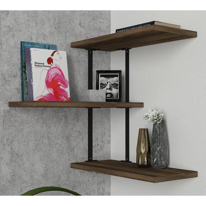 Asir - Wandplank - Okkernoot - 45 x 20 x 47,4 cm