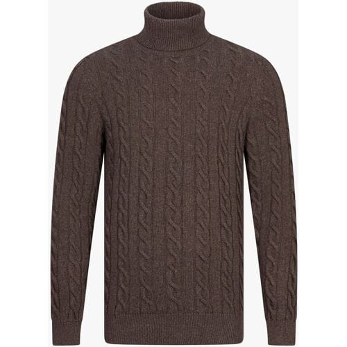 Cavallaro Napoli Trui Marzano Roll Neck Cable Pattern Knit Midden Bruin / male