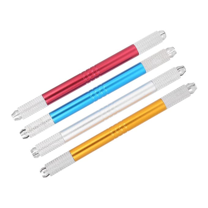 4 stuks Handmatige Microblading Pen Aluminiumlegering Make-up Wenkbrauw Tattoo Pen Set Accessoire white