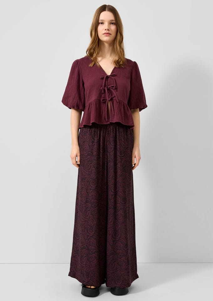 Vloeiend gemêleerd viscose printbroek voor dames QS
