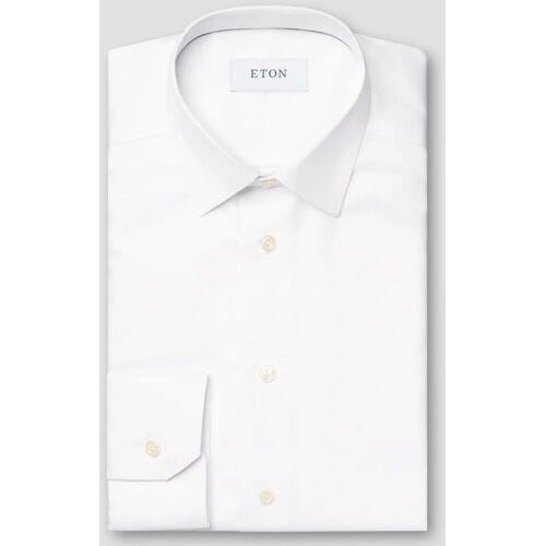 Eton Overhemd Uni Color Signature Twill Pointed Collar Wit / male