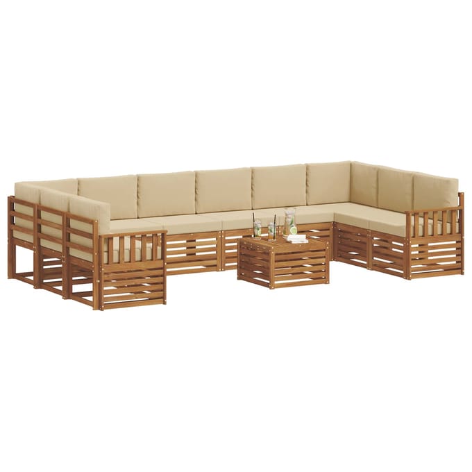 vidaXL - Buiten - bank - set - 11 - st - Natuurlijk - en - Beige