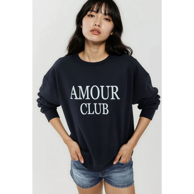 Bedrukt Crew Neck Relaxed Fit Verhoogd Sweatshirt