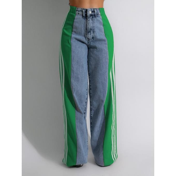 Denim met hoge taille Dames Trekkoord Elastische taille, Losse Elastische Denim Rechte Pijp Broek XL wit