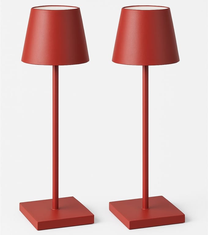 2 Stuks - Oplaadbare Tafellamp - Dimbaar - Aluminium - Bureaulamp - Waterdicht - 38CM - Rood