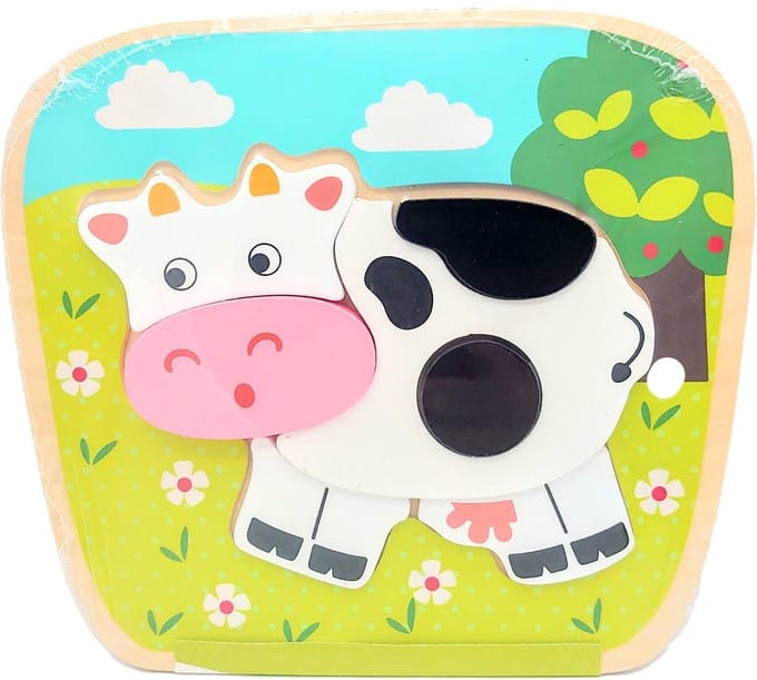 Houten Vormenpuzzel Koe - Simply for Kids - My First Puzzel - Vanaf 1 jaar