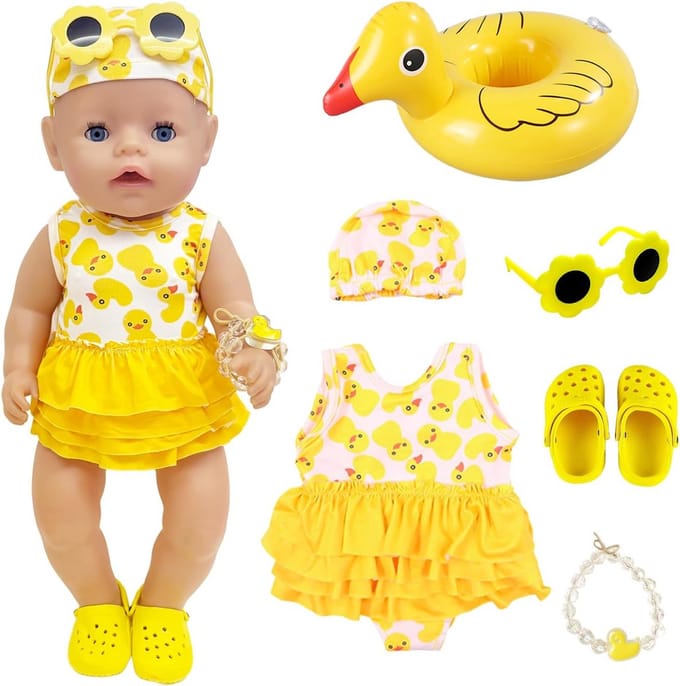 Set van 6 Gele Poppenkleding Accessoires voor 14-18 Inch Poppen