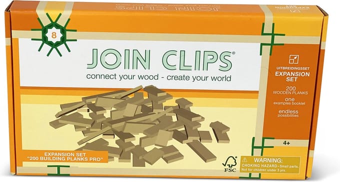 JOIN CLIPS Uitbreidingsset 200 Houten Bouwplankjes Pro