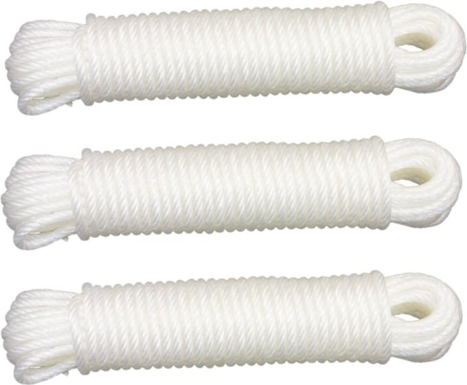 AMIG paracord touw - 3x - 10 meter - D5mm - 110kg - PE/PVC - wit