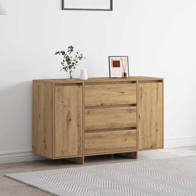 vidaXL - Dressoir - Artisan - Eiken - 120 - x - 41 - x - 75 - cm - Bewerkt - hout