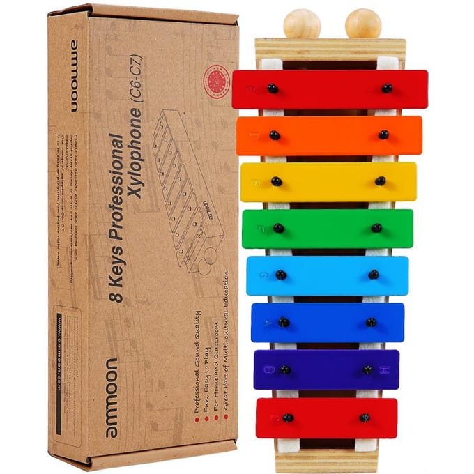 Ammoon 8 Compacte Taille Xylofoon Glockenspiel met Houten Stokken veelkleurig