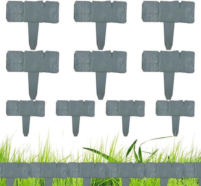 Bloembed Randafscheiding - Tuinrand Flexibel - Tuin Organiseren - Zonder Uitgraven - Set van 10 - Donkergrijs