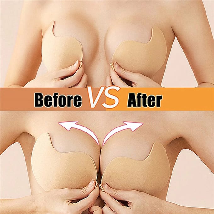 plak BH /Onzichtbare Push Up Bh Zelfklevende / beha Backless Strapless / Gel sticky Solid -Cup-C /Skin Beige-Topkwaliteit