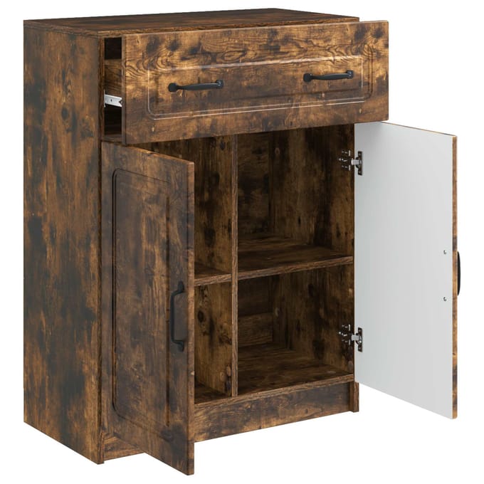 vidaXL - Dressoir - met - lade - Gerookt - eiken - 66 - x - 34,5 - x - 87 - cm - Bewerkt - hout
