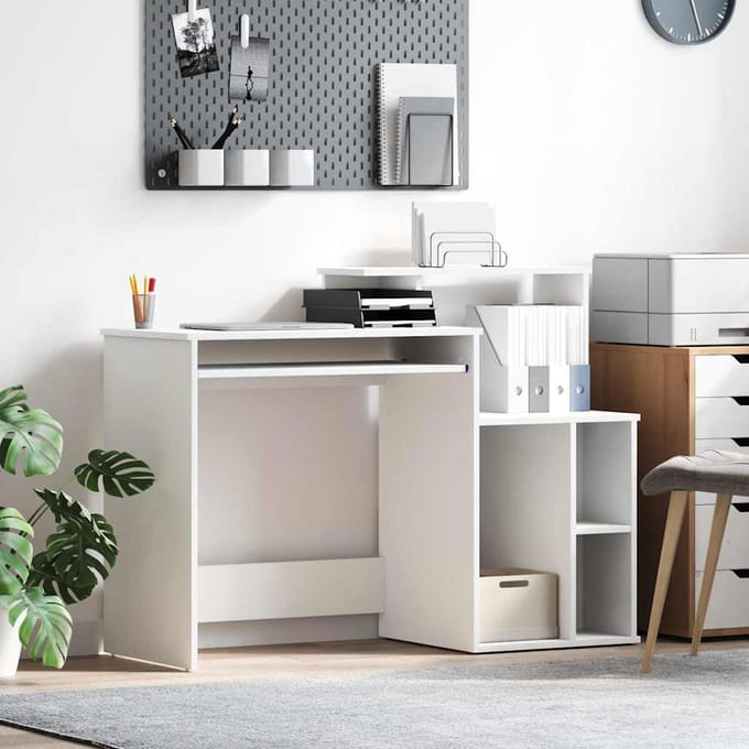 vidaXL - Bureau - Wit - 120,5 - x - 44 - x - 88,5 - cm - Bewerkt - hout