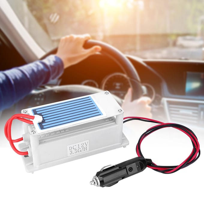 3.5g DC12V Integrated Car Ozone Generator Ozonizer Machine Air Purification Cleaning Tool white