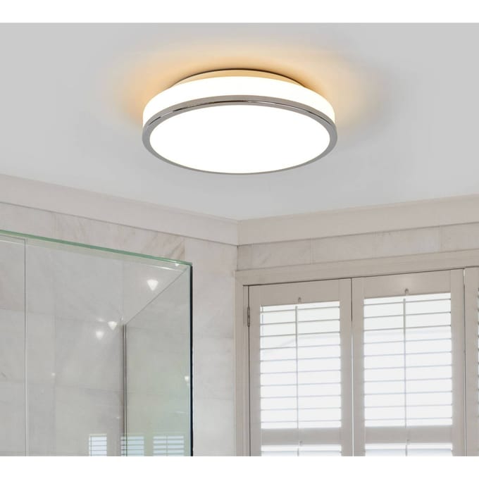Lindby LED plafondlamp Lyss, Ø 28 cm, chroomkleurig, IP44