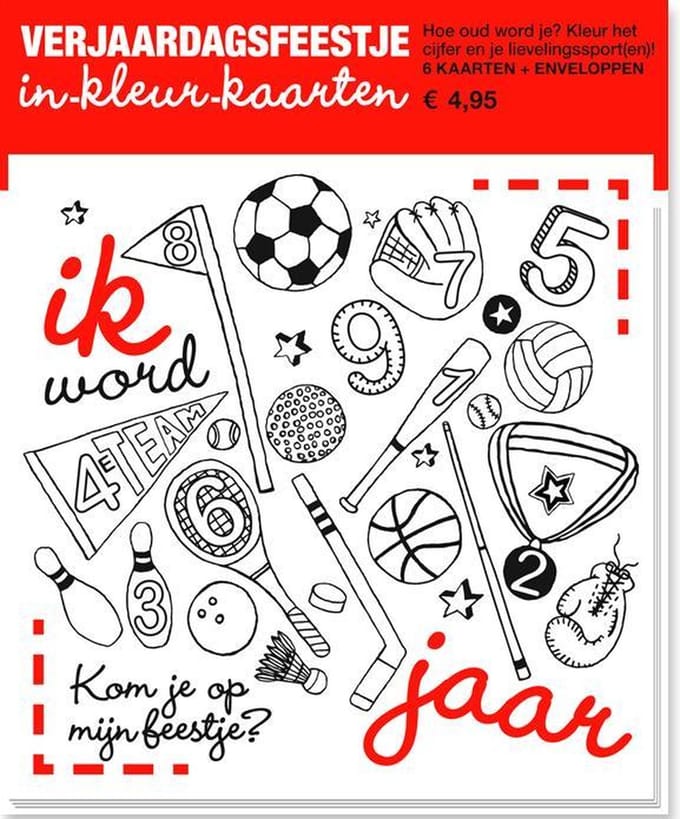 Set uitnodigingen kinderfeestje - sporten