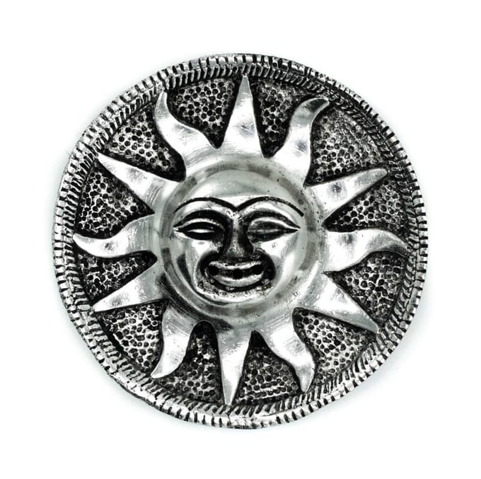 Wierookhouder Zon - gepolijst aluminium - 9cm.