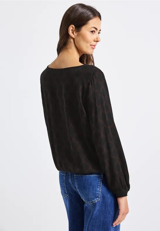Bedrukte blouse met elastische zoom