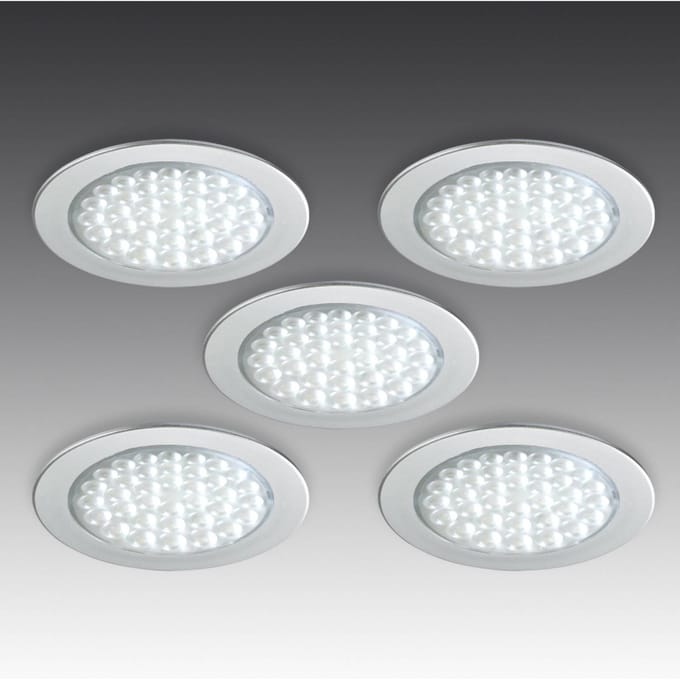 Hera R 68-LED inbouwspot in roestvrijstalen look, set van 5