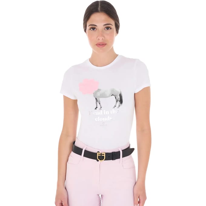 Katoenen dames-T-shirt Equestro Head In The Clouds